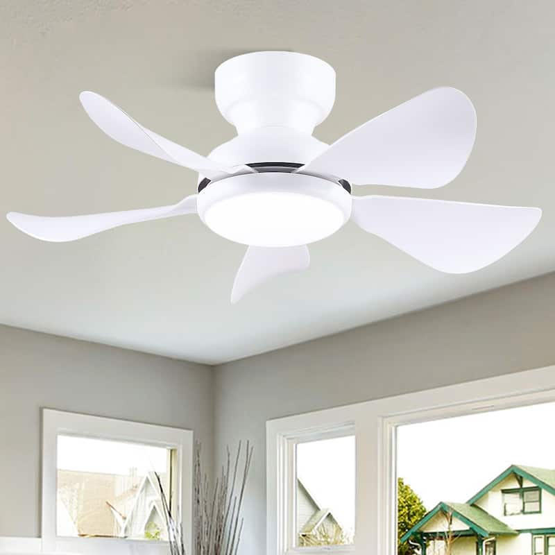32/36/46/52 inches Low Profile Ceiling Fan with Light and Remote for Living Room Bedroom Kid's Room Patio - 32 Inches - White