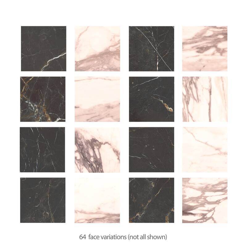 Merola Tile Reve Checker Noir with Rose 11-3/4" x 11-3/4" Porcelain Floor and Wall Tile