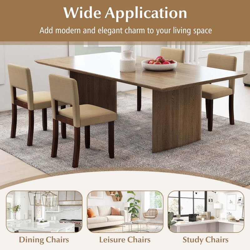 Costway Wooden Dining Chair Set of 2/4 with Acacia Wood Frame Padded
