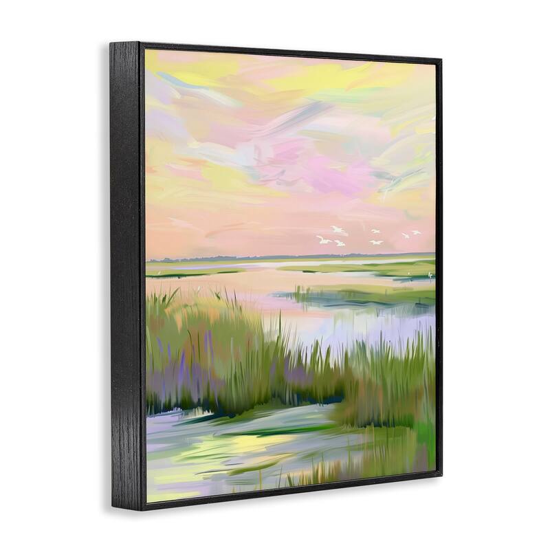 Stupell Soft Pink Marshland Sunrise Framed Giclee Art Design By Arlington Prints