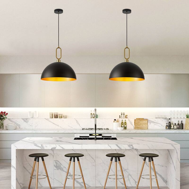 1-Light Industrial Pendant Light with Metal Shade for Study Dining Room Kitchen Island