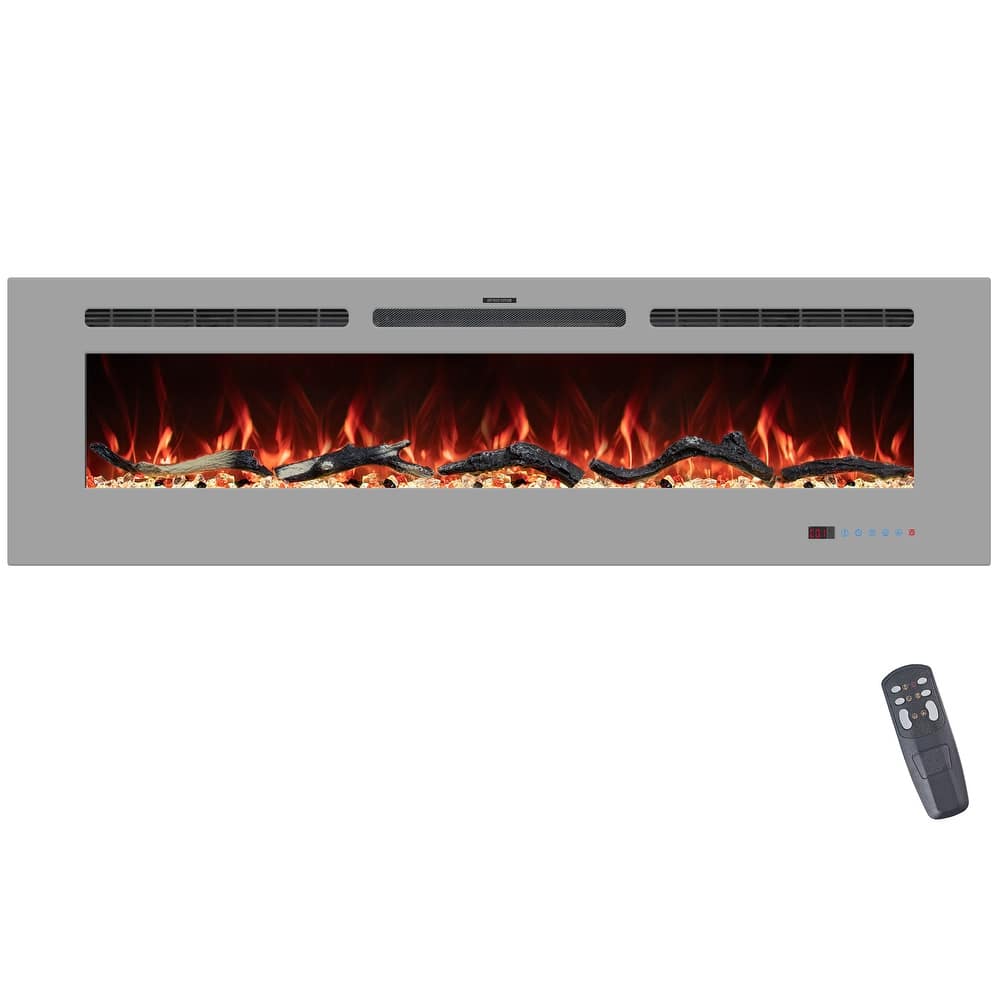 Electric Fireplace Inserts, Wall Mounted with 13 Flame Colors, Thermostat in Black