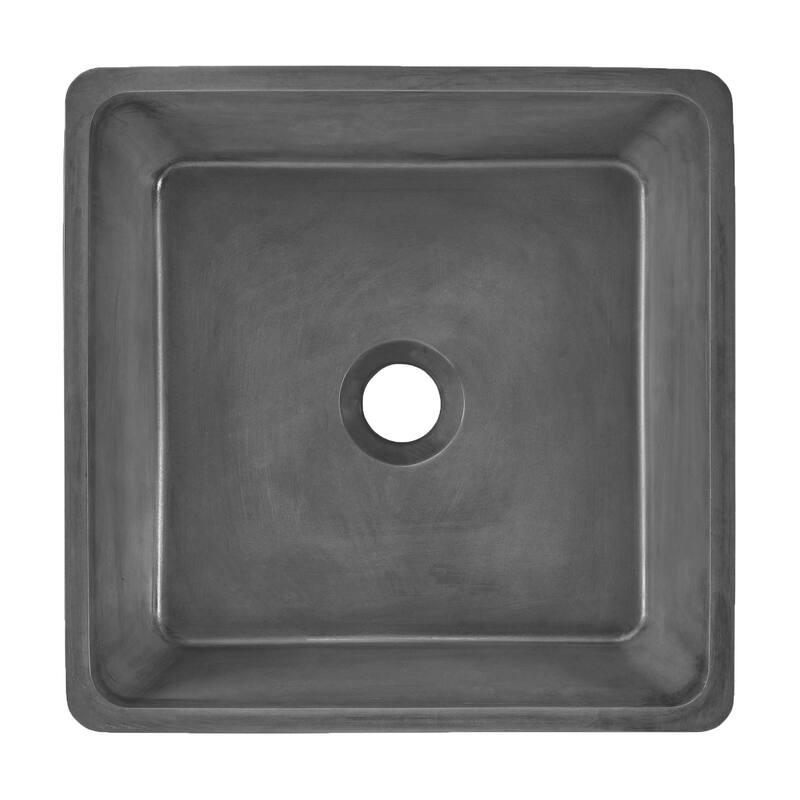 Thun 15" Square Concrete Vessel Bathroom Sink In Dark Grey - 15.2" x 15.2" 5.35"