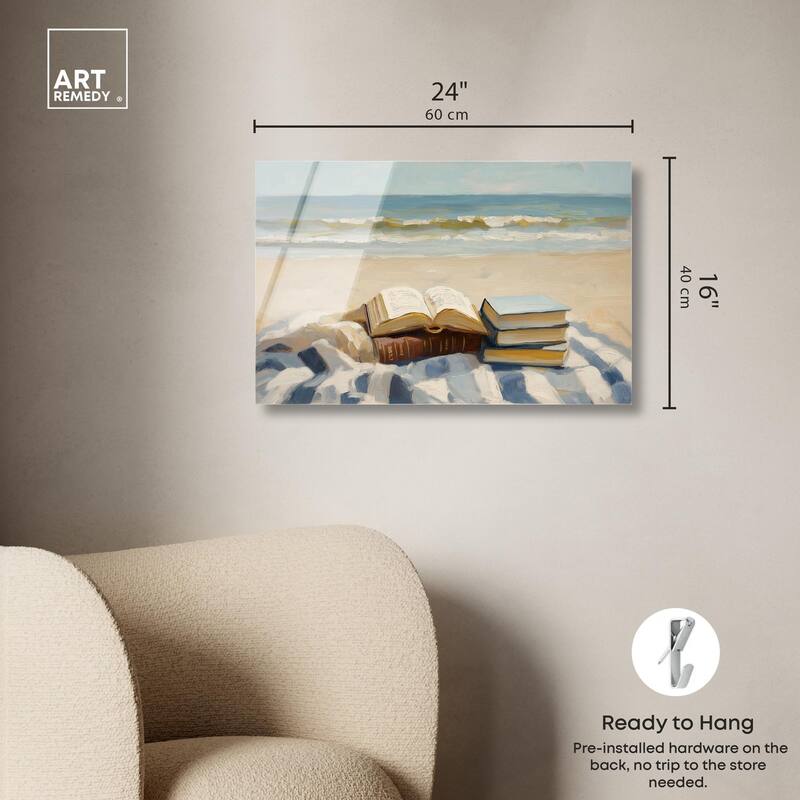 Beach Reading Acrylic by Art Remedy, Ready to Hang