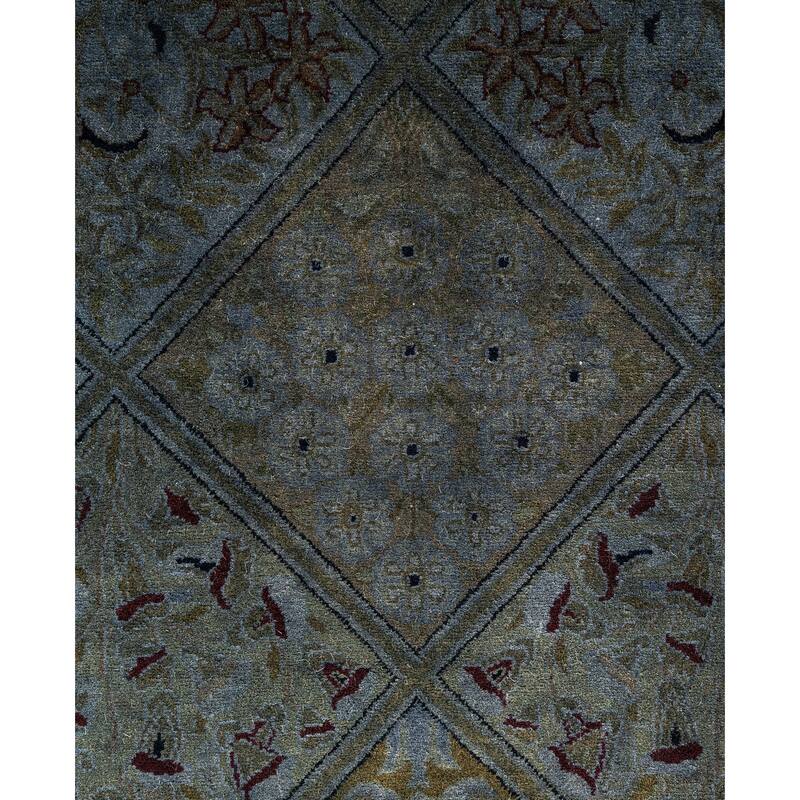 Overdyed One-of-a-Kind Hand-Knotted Octagon Area Rug - Gray - 7' 1" x 7' 1"