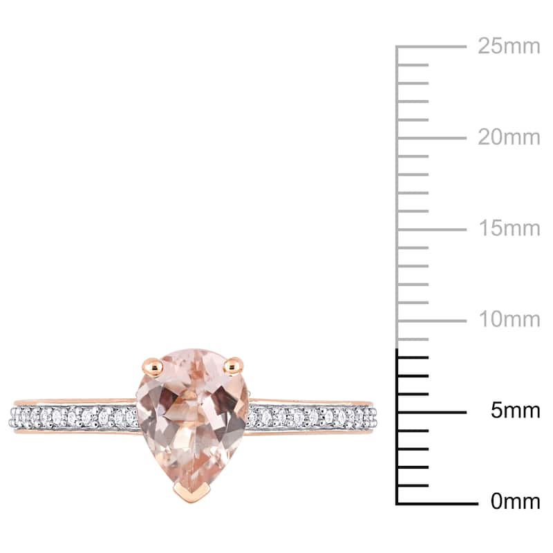 Miadora 10k Rose Gold Pear-cut Morganite and 1/8ct TDW Diamond Teardrop Ring
