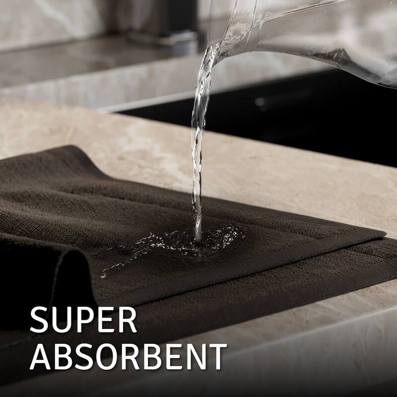 Creative Scents Black Cotton Velour Fingertip Towels Set of 4