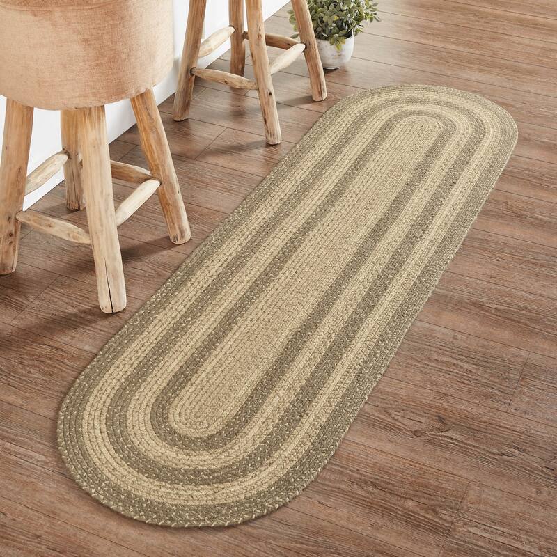 Cobblestone Jute Rug/Runner Oval w/ Pad 22x72 - 2' x 6' Runner