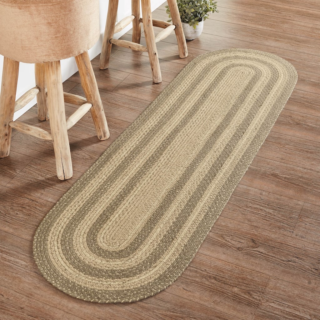 Cobblestone Jute Rug/Runner Oval w/ Pad 22x72 - 2' x 6' Runner
