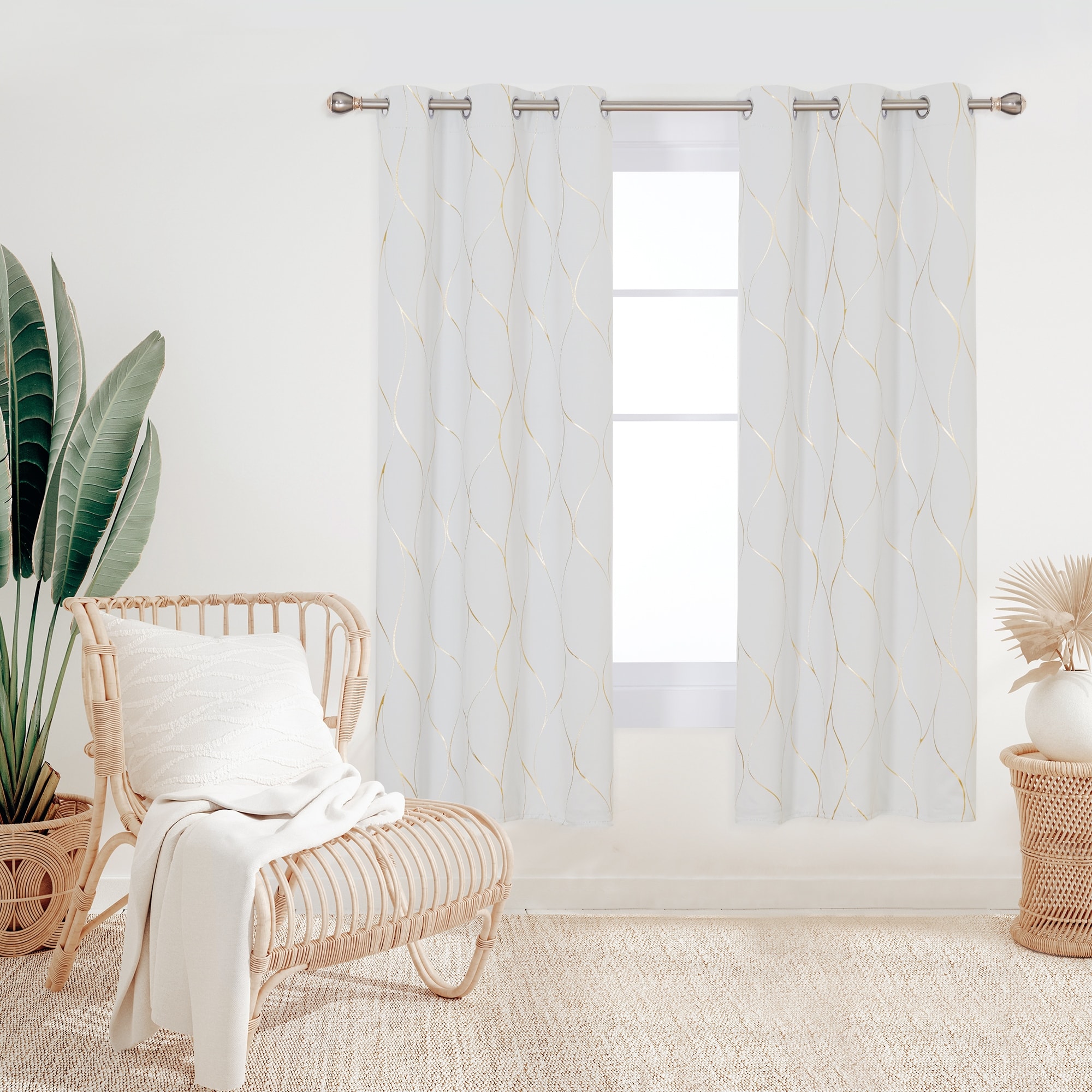 Deconovo Gold Line 42 Width Curtain Panel Pair (2 Panel)