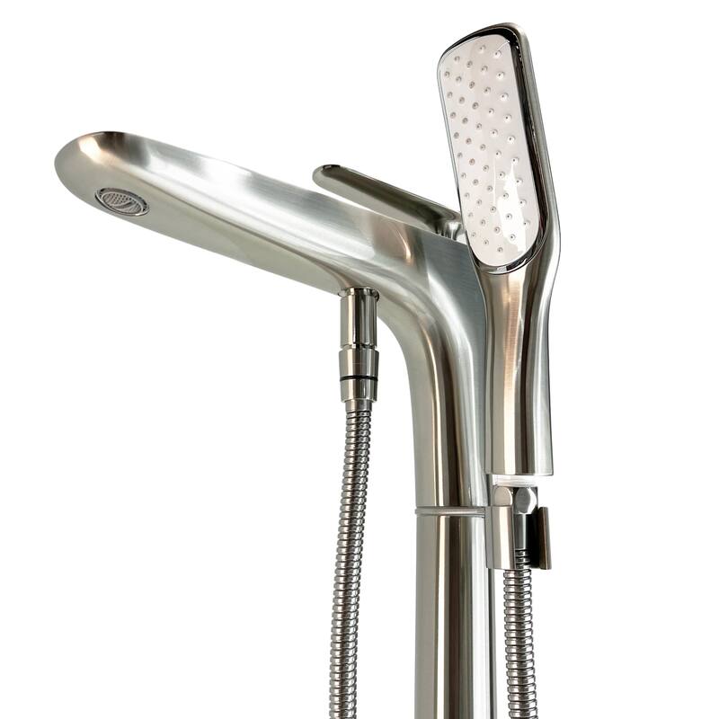 Pluto Triangle Head Tub Filler Faucet with Hand Shower