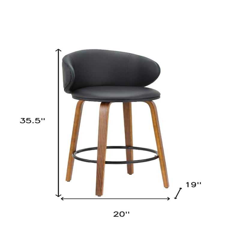 Set of 2 Black and Brown Faux Leather 26 Inch Counter Height Bar Chairs - 19” x 20” x 5.5”