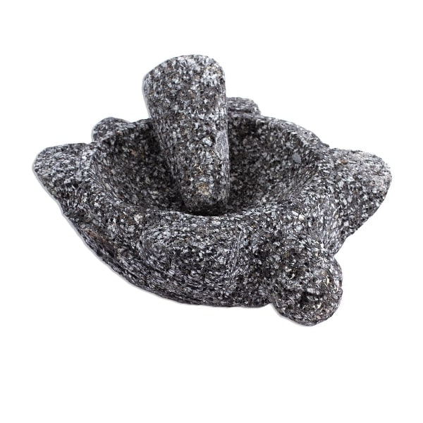 NOVICA Artisan Handmade Basalt Molcajete Mortar Pestle in Tortoi 並行輸入品 : NOVICA Artesanal hecho a mano de basalto molcajete en