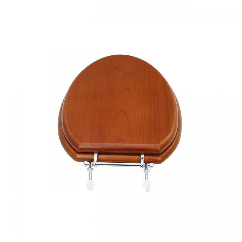 Light Mahogany Wooden Elongated Toilet Seat with Non Slip Bumper Stabilizers Renovators Supply