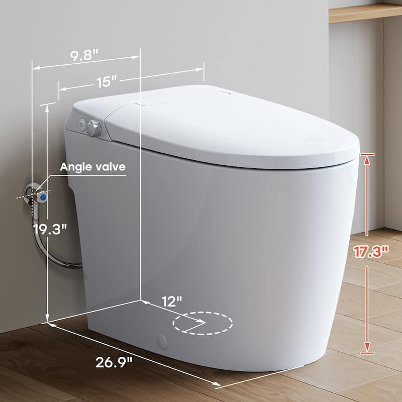 HOROW Non Electric Elongated Bidet Toilet White with ADA Height Foot Flush and 1000g Map Flush - N/A