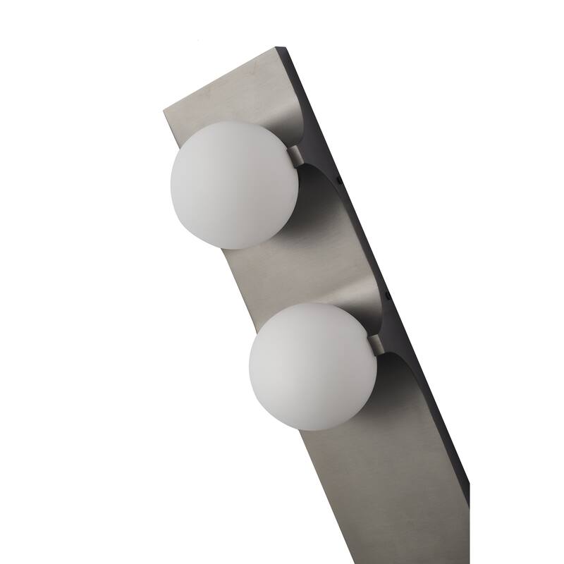 2-Light Black Wall Sconce With White Glass Shades