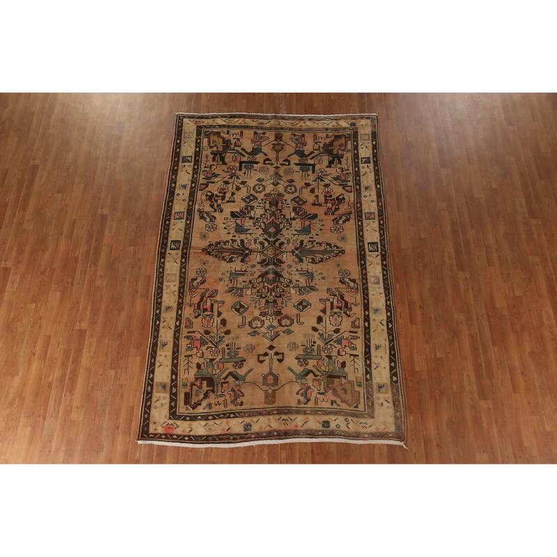 Ardebil Persian Vintage Rug Handmade Wool Carpet - 6'1"x 9'6"