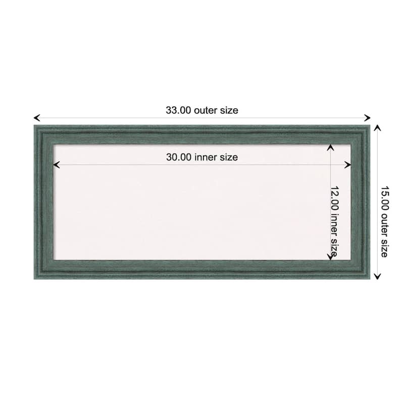 Upcycled Wood Framed White Corkboard Bulletin Board - Upcycled Teal Grey - Board Size 30x12