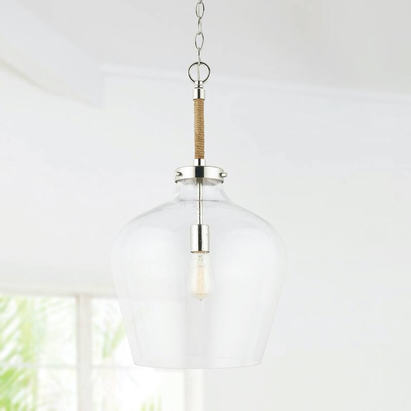 Boland 1-light Hanging Pendant w/ Clear Seeded Glass