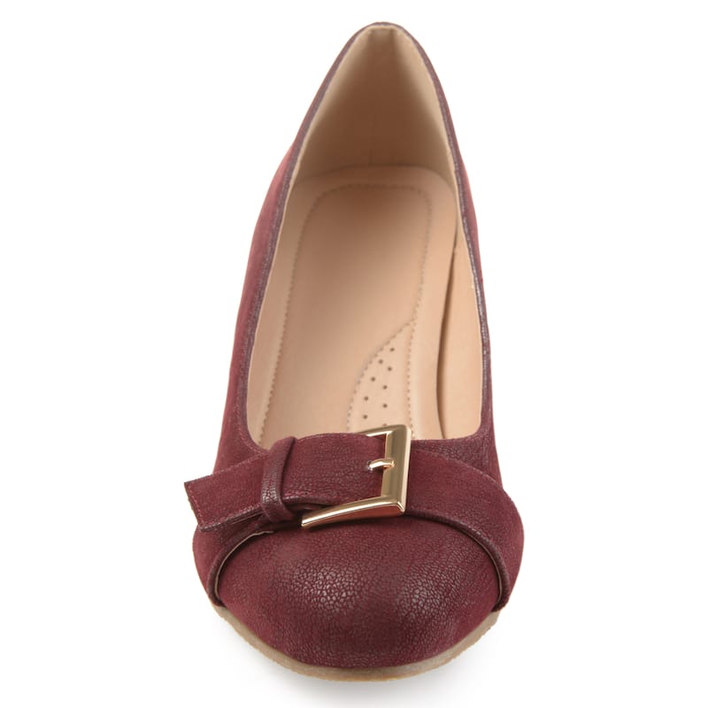 Journee Collection Women's Graysn Comfort Insole Slip On Round Toe Wedge - Medium - Wine - 6