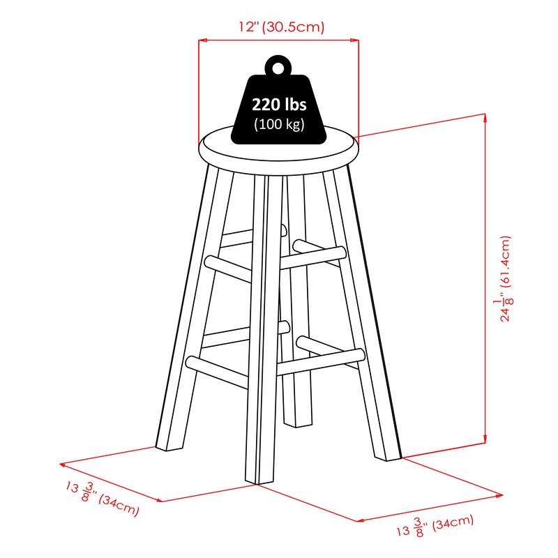 3-Pc Square Pub Table and Round Seat Counter Stools, Black - 23.62 x 23.62 x 34.65 inches