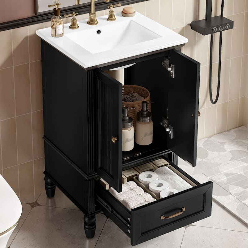 20" Bathroom Vanity with Sink,Two Doors and Adiustable Foot Pads