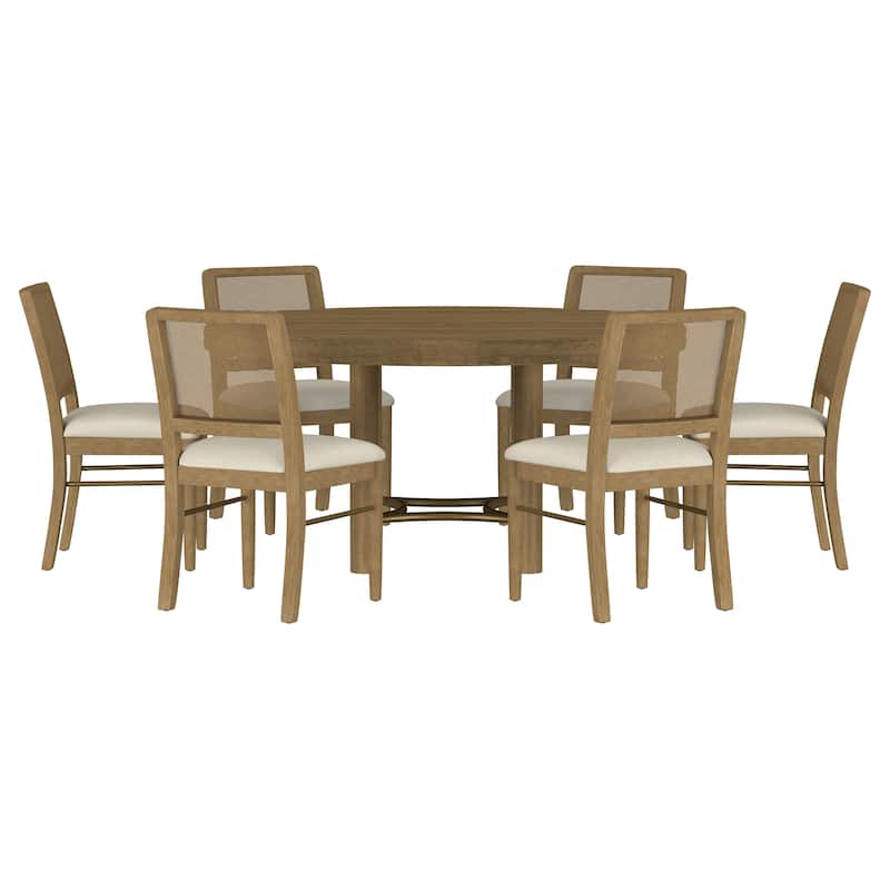Arini Round Dining Room Table Set - 7-Piece Set - Sand Wash