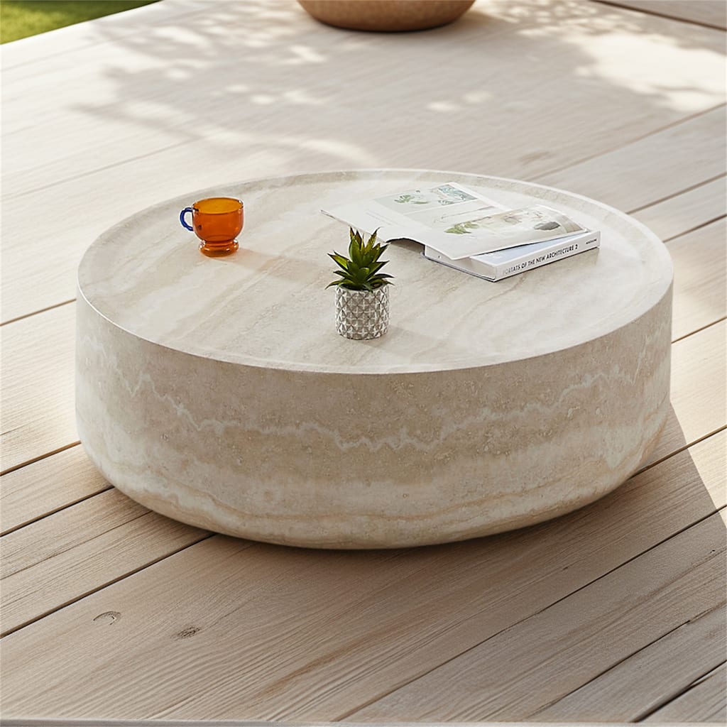 Round Coffee Table with Mars Pattern for Indoor Outdoor