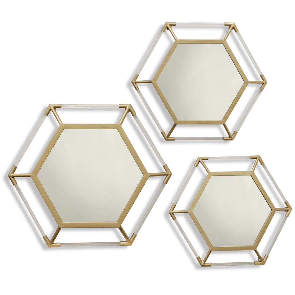 Harp & Finial Storer Gold Mirror (Set of 3)