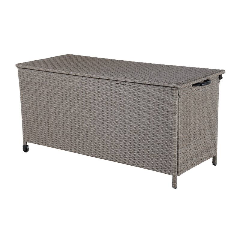 Iron Wicker Storage Cabinet on Wheels (Double Air Rods)-Brown