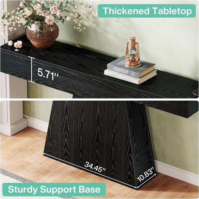 Farmhouse Entryway Table, 63 Inches Black Console Table