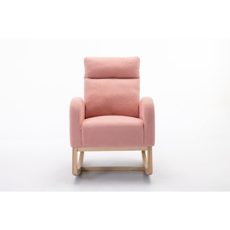 Teddy Fabric Rocking Chair With Right Pocket