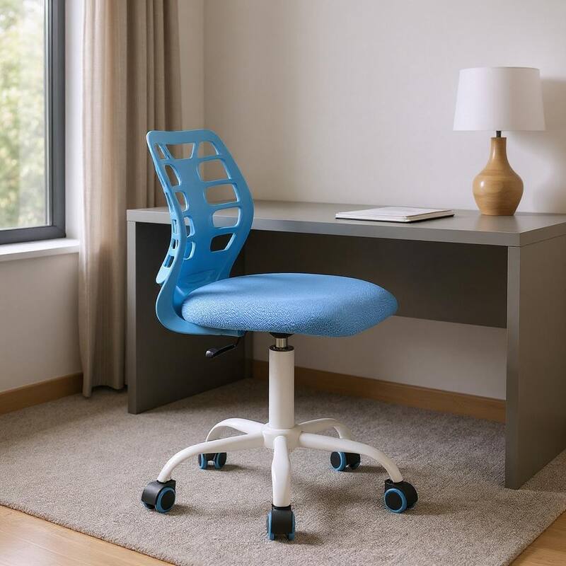 Blue and White Adjustable Height Swivel Rolling Office Chair - Blue