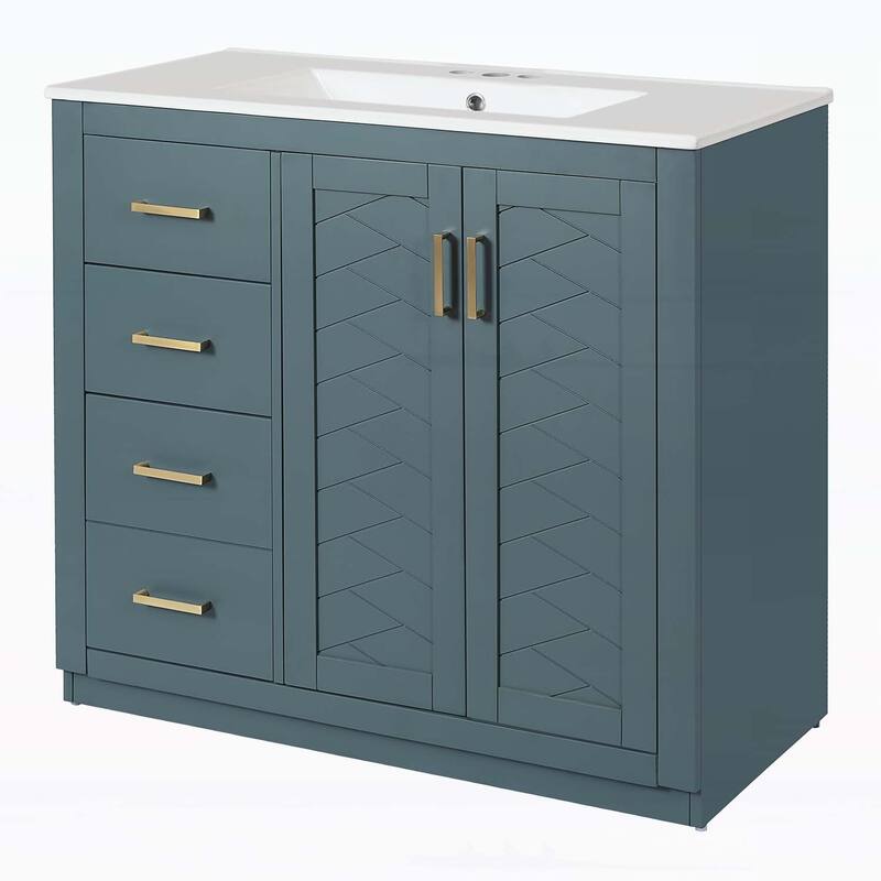 Freestanding Vanity Set with 3 Drawers& Soft Closing Doors