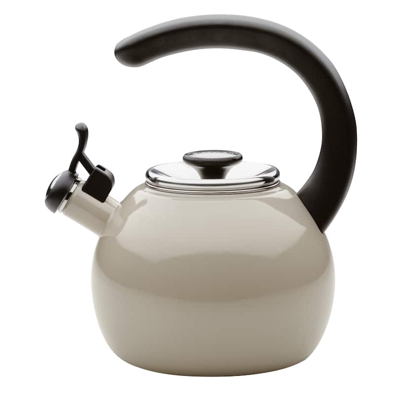 2-Quart Enamel on Steel Whistling Teakettle/Teapot With Flip-Up Spout, Black