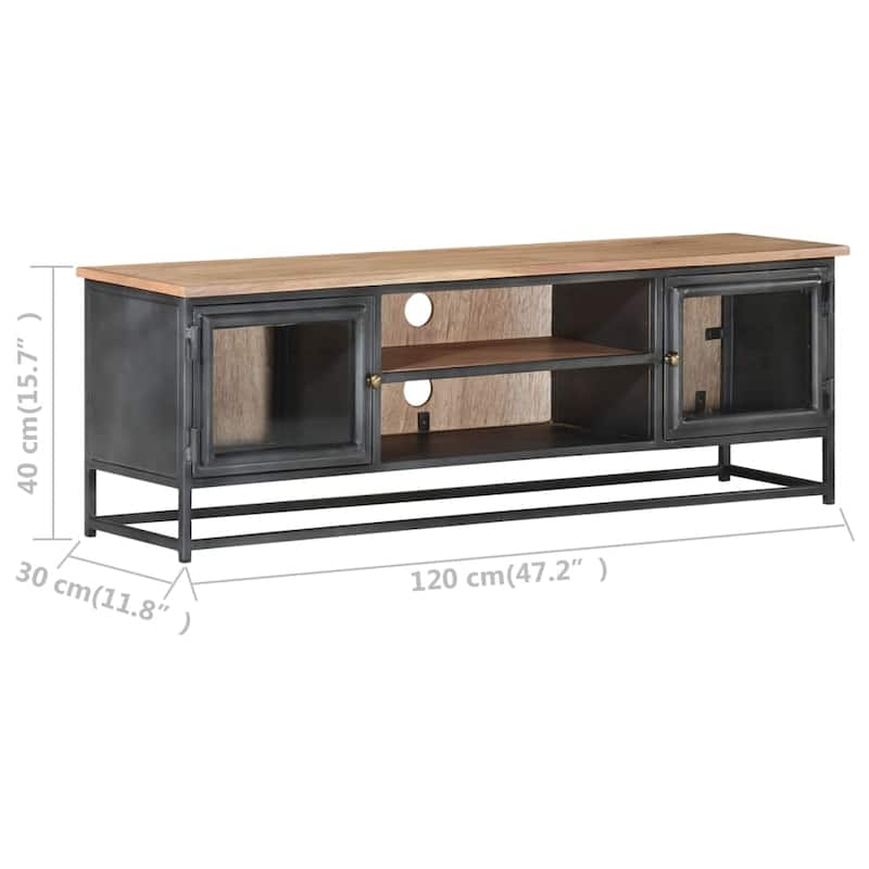 vidaXL TV Stand Gray 47.2"x11.8"x15.7" Solid Wood Acacia and Steel
