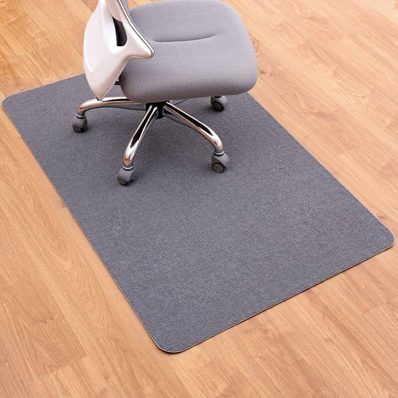 Dark Grey Gaming Chair Mat 55x35 in Polyester Non-Slip Floor Protector