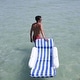 preview thumbnail 6 of 6, Swimline SunChaser Padded Floating Luxury Pool Lounge Sling Chair, Blue/White - 17.2