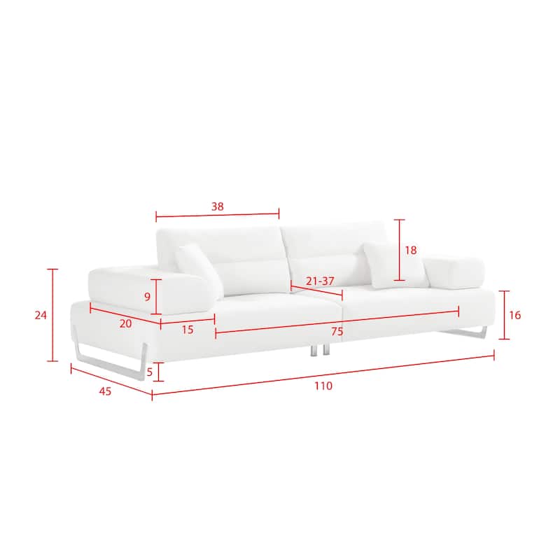Pasargad Home Turkish Ravenna Sofa with Sliding Backrest & Armrests - W110"xD45"xH24"