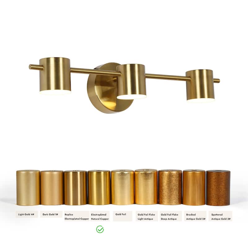 Modern 1/2/3-Light Gold Brass LED Bathroom Vanity Light Linear Wall Sconces