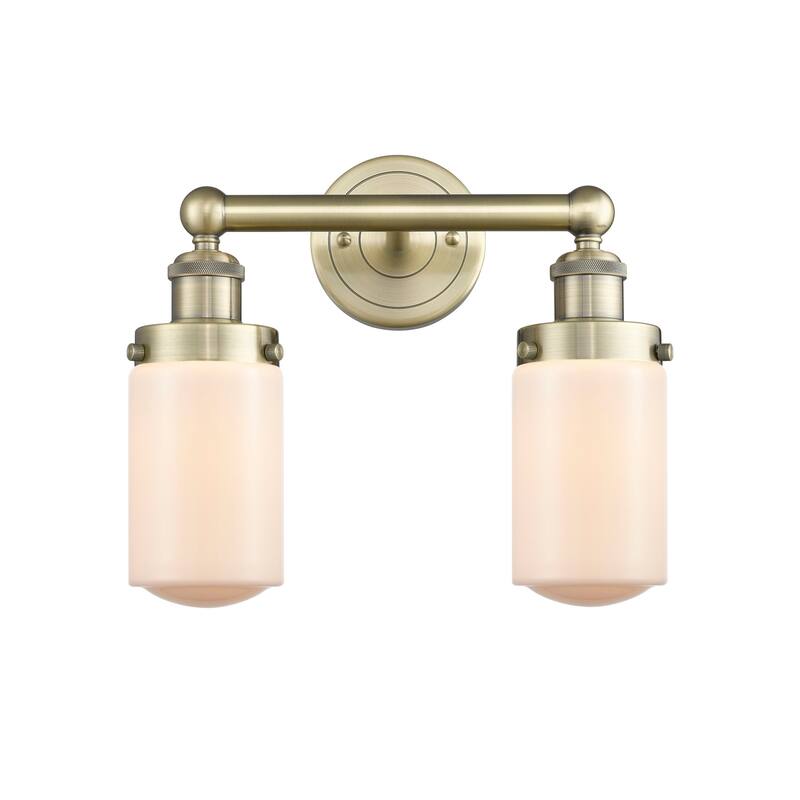 Innovations Lighting 616-2W-10-16 Dover Vanity Dover 2 Light 16" Wide - Antique Brass / Matte White