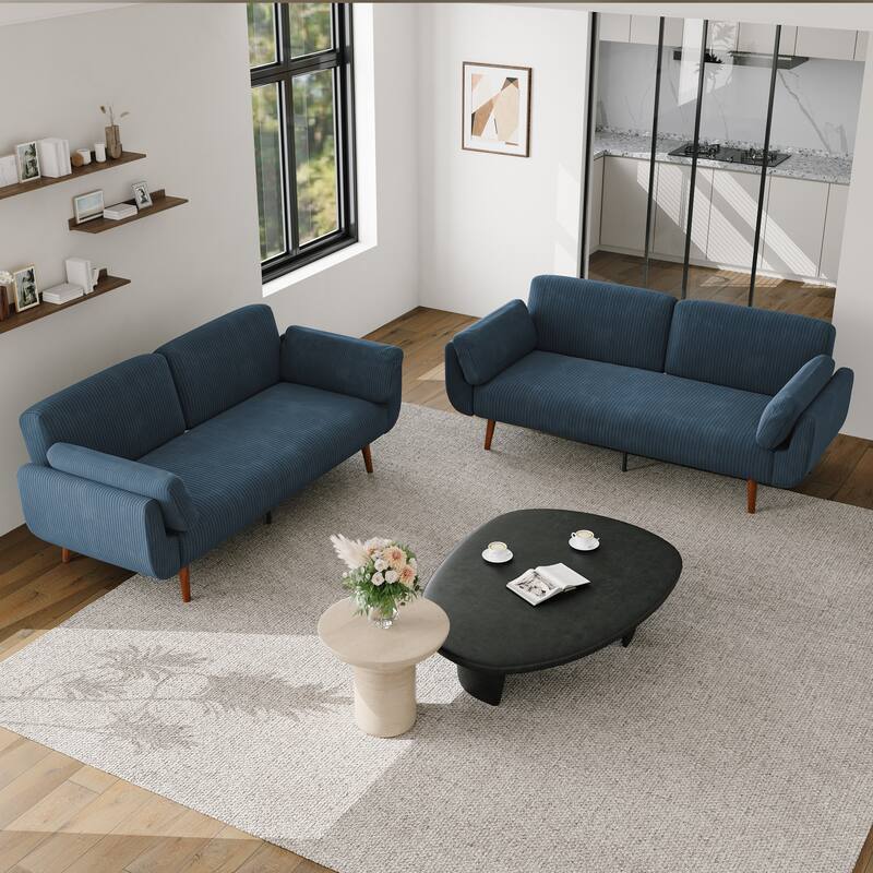 2 Set 73.5" W Upholstered Convertible Sleeper Sofa Bed with Pillows
