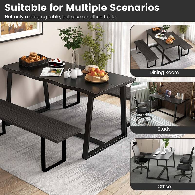 Costway 63" Large Dining Table for 4-6 People with Wavy Edge - See Details
