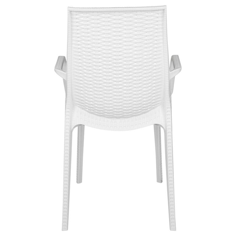 Kent Modern Outdoor Stackable Rattan Style Patio Dining Chair in Weave Design Side Armchair - 35" Height