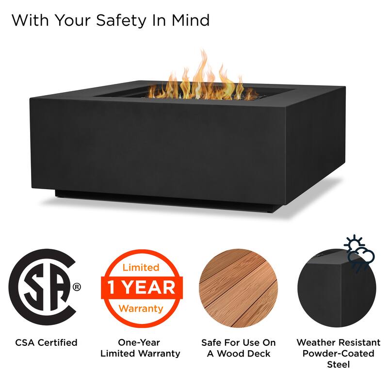 Aegean 36" Square LP Fire Table w/NG Conversion in Black by Real Flame