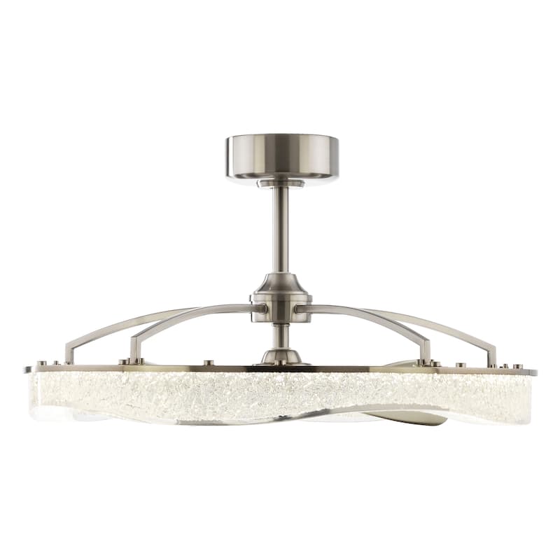 Perimost 33" Modern Brushed Nickel ABS 3-Blade LED Bladeless Ceiling Fan with Remote