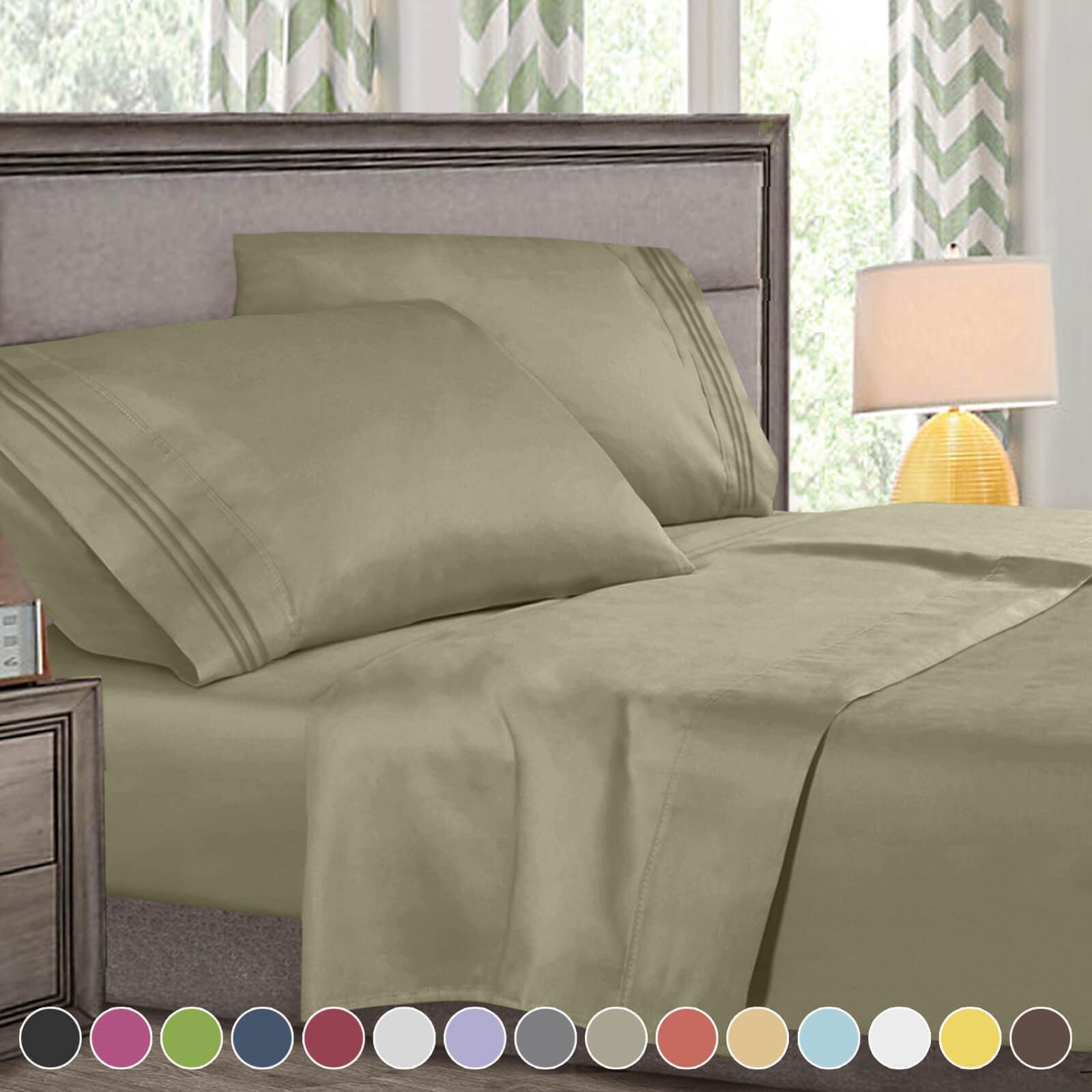 4 Pcs Deluxe Deep Pocket Bed Sheet Set in Queen Size-image