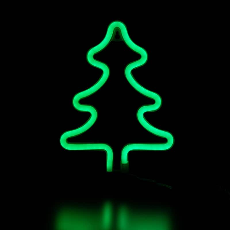 9.5" Green Christmas Tree LED Neon Style Window Silhouette
