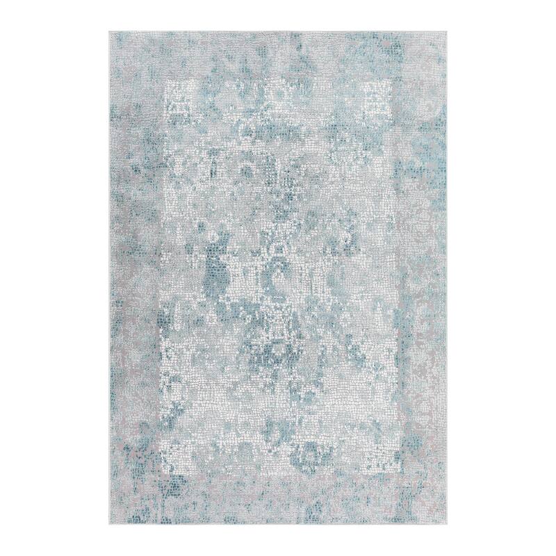 Aspen Modern Grey/Blue Abstract Viscose Area Rug
