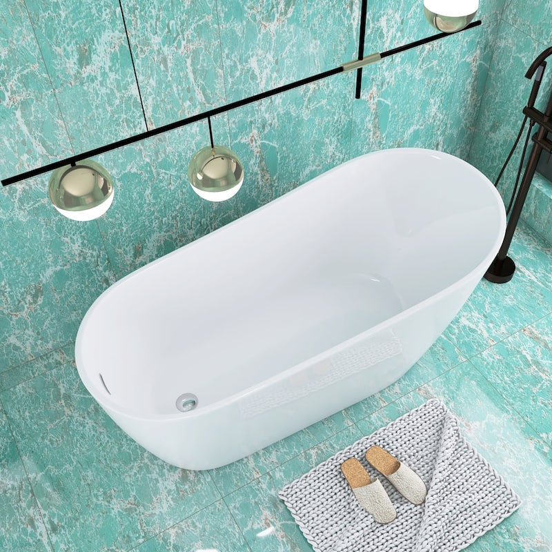55"/59"/63"/67" Acrylic Freestanding Soaking Bathtub with Drain